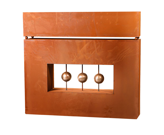 Rostdeko Ball Square - Horizontal aus Edelrost inkl. Edelstahlkugeln - Blumentrog