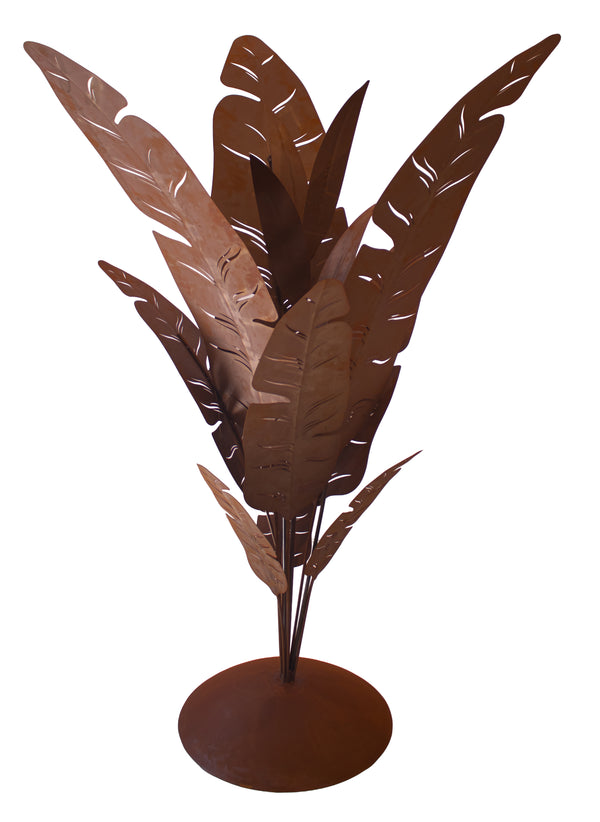 Bananenbaum aus Edelrost – Gartenobjekt aus Metall, 180 cm Rostskulptur
