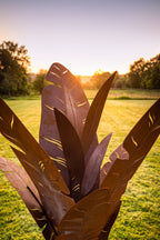 Bananenbaum aus Edelrost – Gartenobjekt aus Metall, 180 cm Rostskulptur