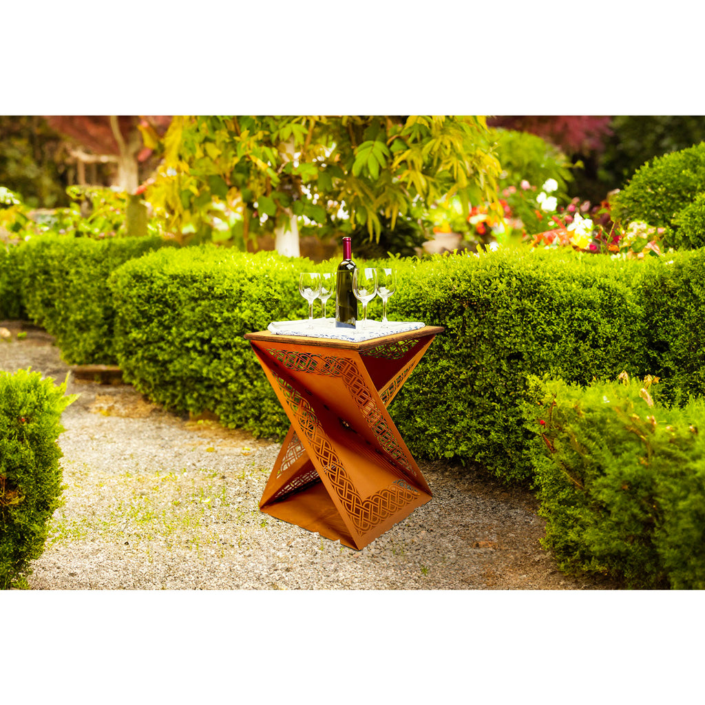 Moderner Beistelltisch in Edelrost, Pflanzenständer Side Table Rost-Patina