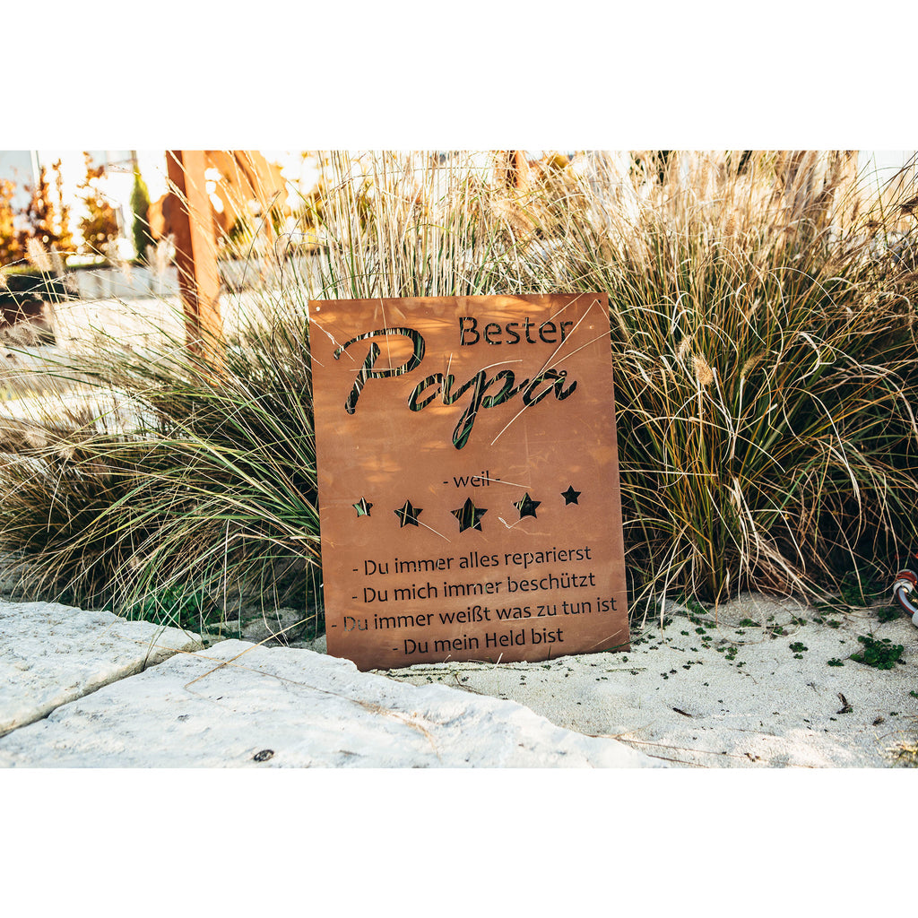 Edelrost Schild Gedichttafel - Bester Papa - Spruchschild" Deko Vatertag Geschenk