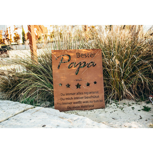 Edelrost Schild Gedichttafel - Bester Papa - Spruchschild" Deko Vatertag Geschenk