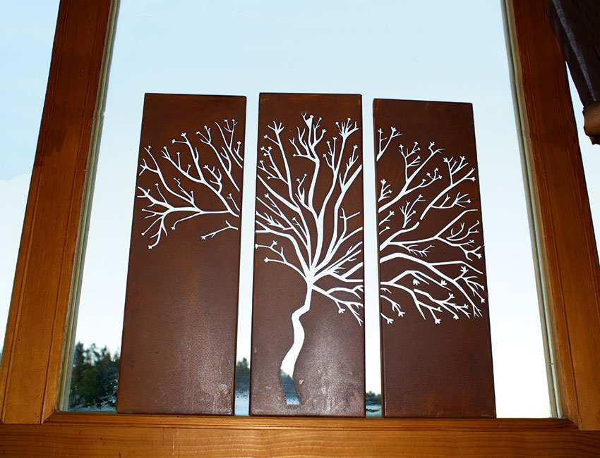 Bild-Triologie Baum - Edelrost Wandbild dreiteilig mit Baum Motiv Rost Deko