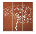 Bild-Triologie Baum - Edelrost Wandbild dreiteilig mit Baum Motiv Rost Deko