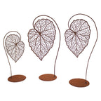 Blätterhauch Gartenobjekt aus Edelrost im filigranen Blattdesign (3er-Set)