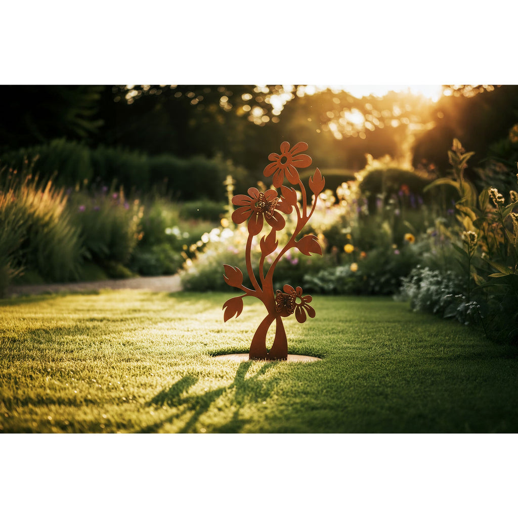 Blume Florentina Edelrost Gartendeko aus Metall, 76 cm, Made in Germany