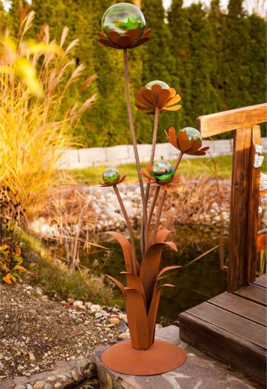 Glasblume Blumenzauber 165 Exklusive Gartendeko mit handgefertigten Glaskugeln
