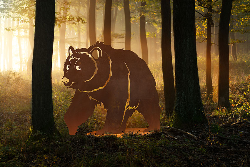 Tierfigur Metall - Braunbär Bruno - Edelrost Skulptur Gartendeko Rost Wildtiere