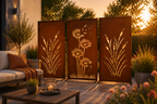 Sichtschutzwand Edelrost 3er Set – Windhauch & Schilf Gartenwand