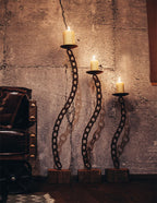 Kerzenständer Kette geschwungen aus Metall im Edelrostdesign Wohndeko Rostdeko