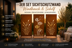Sichtschutzwand Edelrost 3er Set – Windhauch & Schilf Gartenwand