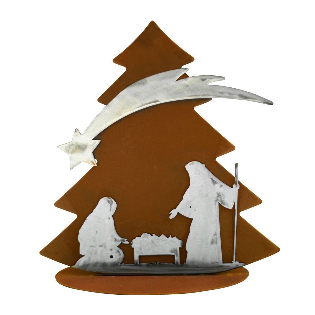"Christbaum - Heilige Nacht" Weihnachtsbaum aus Metall mit Krippenszene