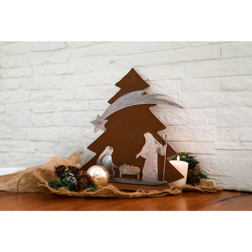 "Christbaum - Heilige Nacht" Weihnachtsbaum aus Metall mit Krippenszene