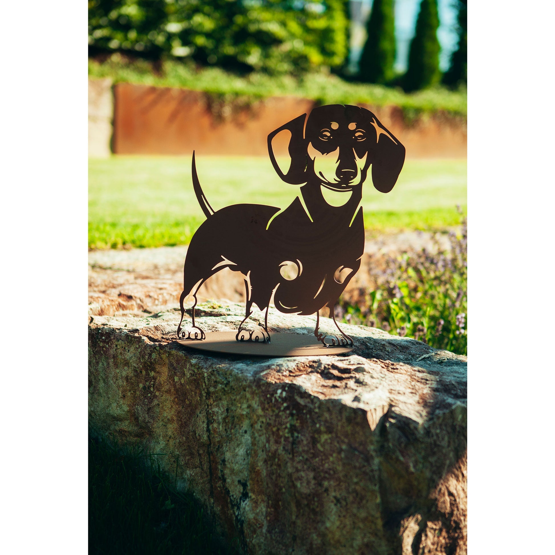 Tierfigur Metall - Dackel Wasti - Rostige Gartendeko Dackelliebhaber