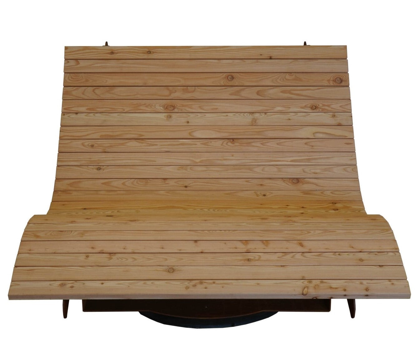 Doppelliege Venlo mit Standfuß – Gartenliege aus Edelrost & Lärchenholz, drehbar