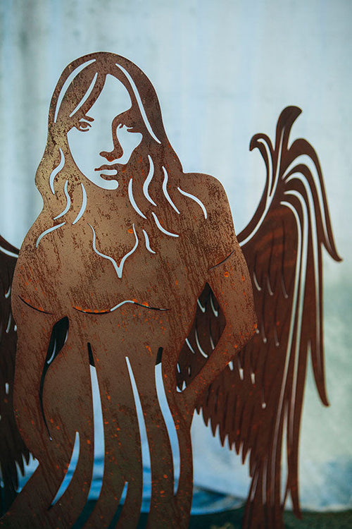 "Engel Belladonna mit Flügel" Edelrost Engelskulptur Cortenstahl Rost Deko