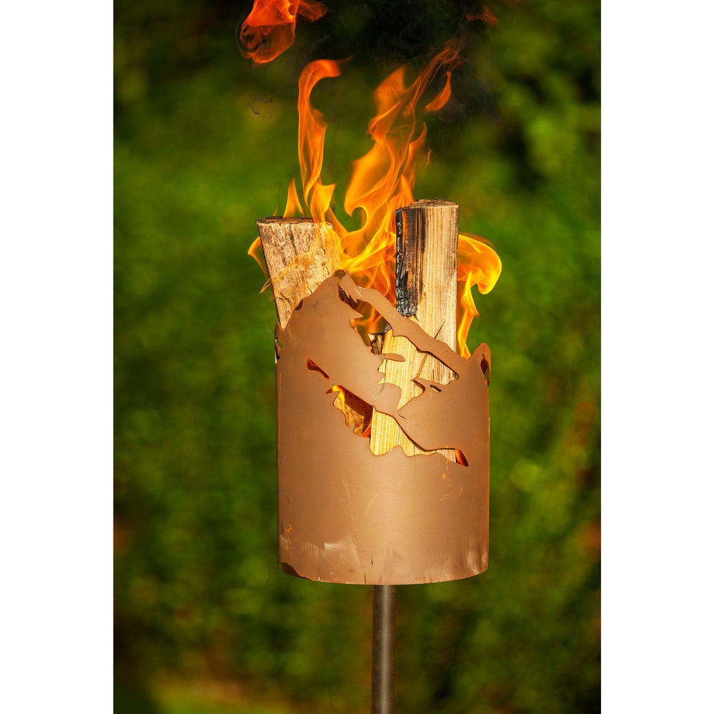 Fackelstab Gebirge - Edelrost Gartenfackel Fackel Echtrost auf Stab Metall