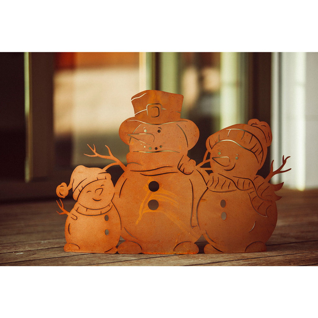 Edelrost Schneefigur "Familie Snow" Winterliche Deko  Metall