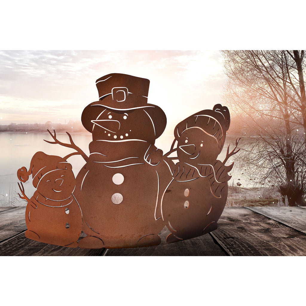 Edelrost Schneefigur "Familie Snow" Winterliche Deko  Metall