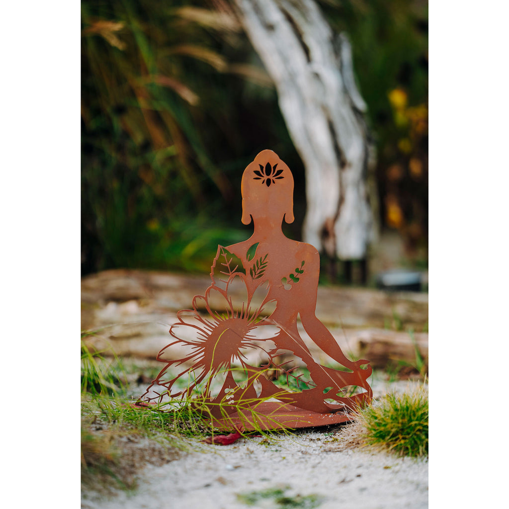 Feng Shui auf Platte - Hindu Göttin Edlelrost Yoga Deko Metall Rost