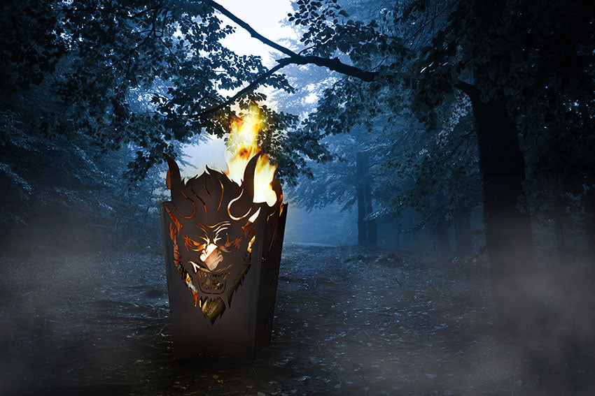 Feuerkorb Feuerteufel aus Metall im Edelrost Design Feuerstelle Garten Rostdeko