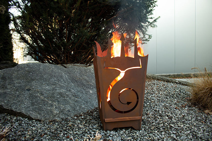 Feuerkorb Feuerteufel aus Metall im Edelrost Design Feuerstelle Garten Rostdeko
