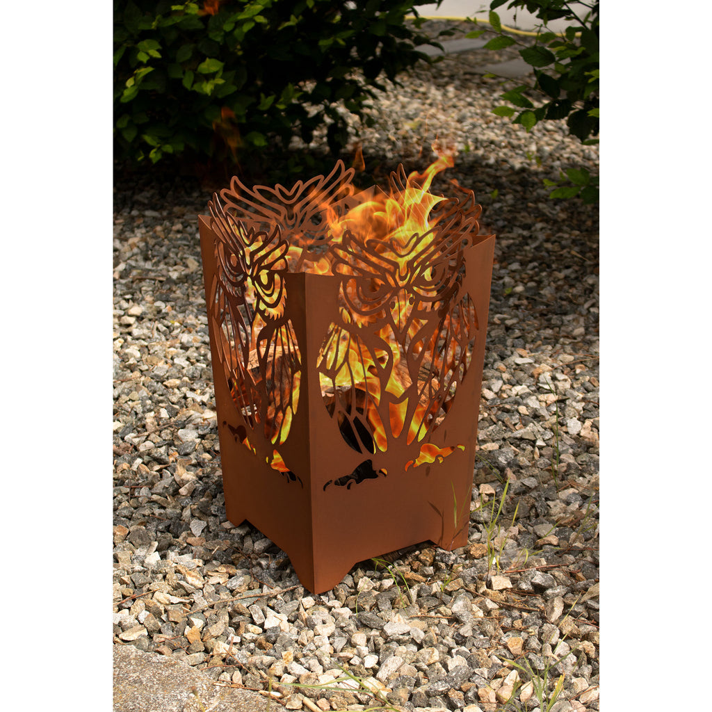 Feuerkorb Uhu - Edelrost Feuertonne Gartenfeuer Uhu-Motiv Metall Rost Deko Garten