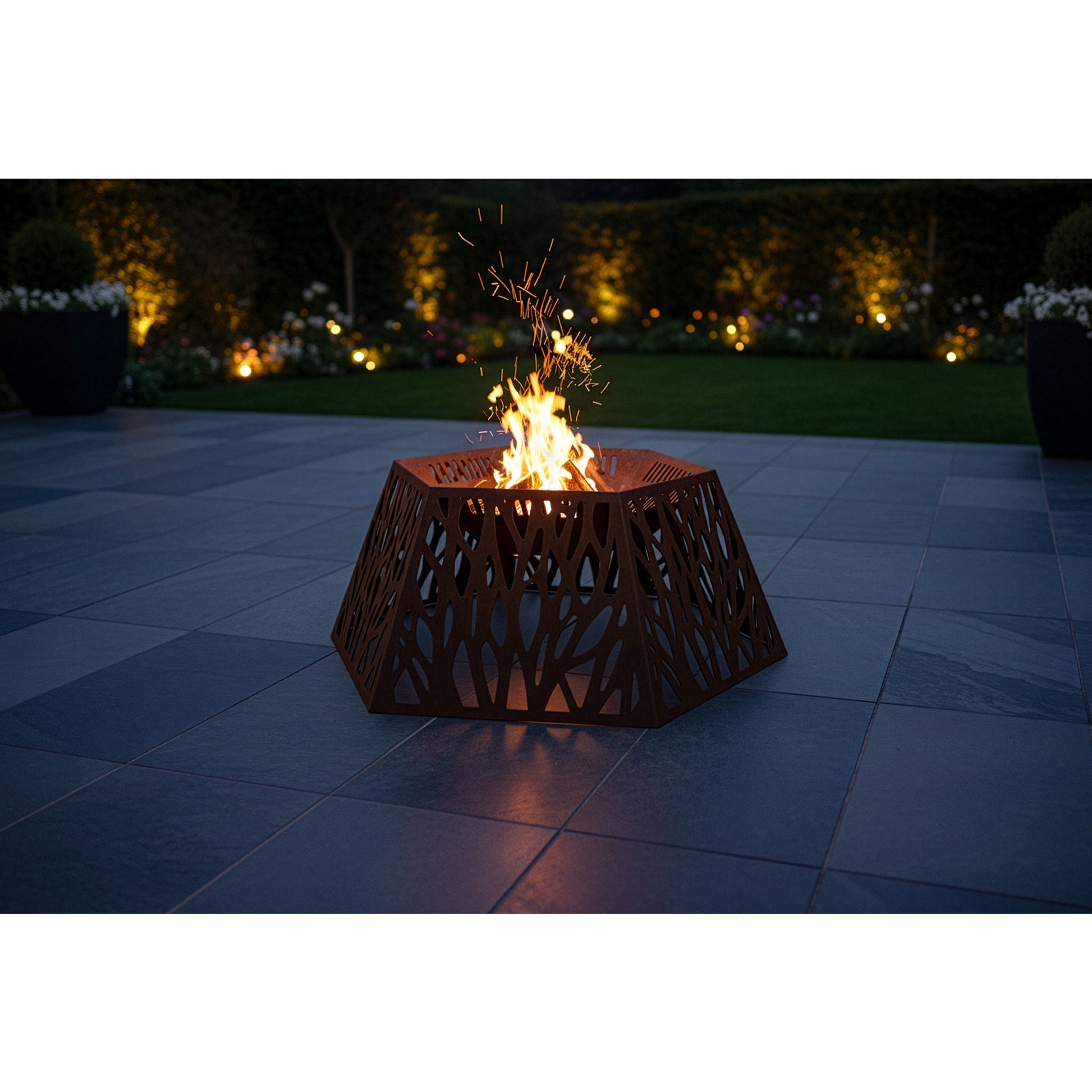 Feuerstelle Hexagon moderne sechseckige Design-Feuerschale 76×76×35 cm