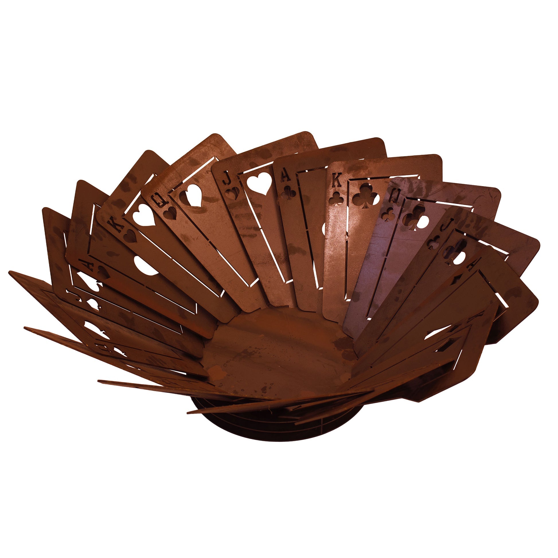 Feuerstelle Poker aus Edelrost – Design Feuerschale mit Spielkartenmotiv Ø 100 cm