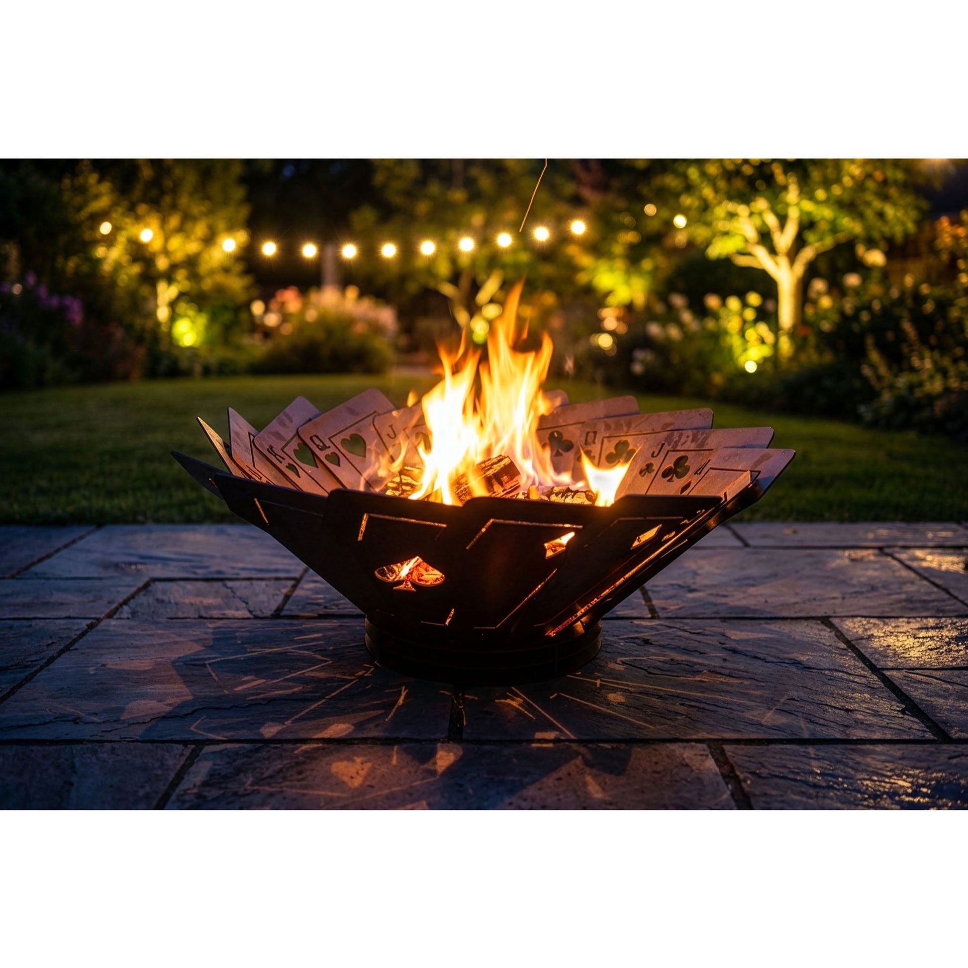 Feuerstelle Poker aus Edelrost – Design Feuerschale mit Spielkartenmotiv Ø 100 cm