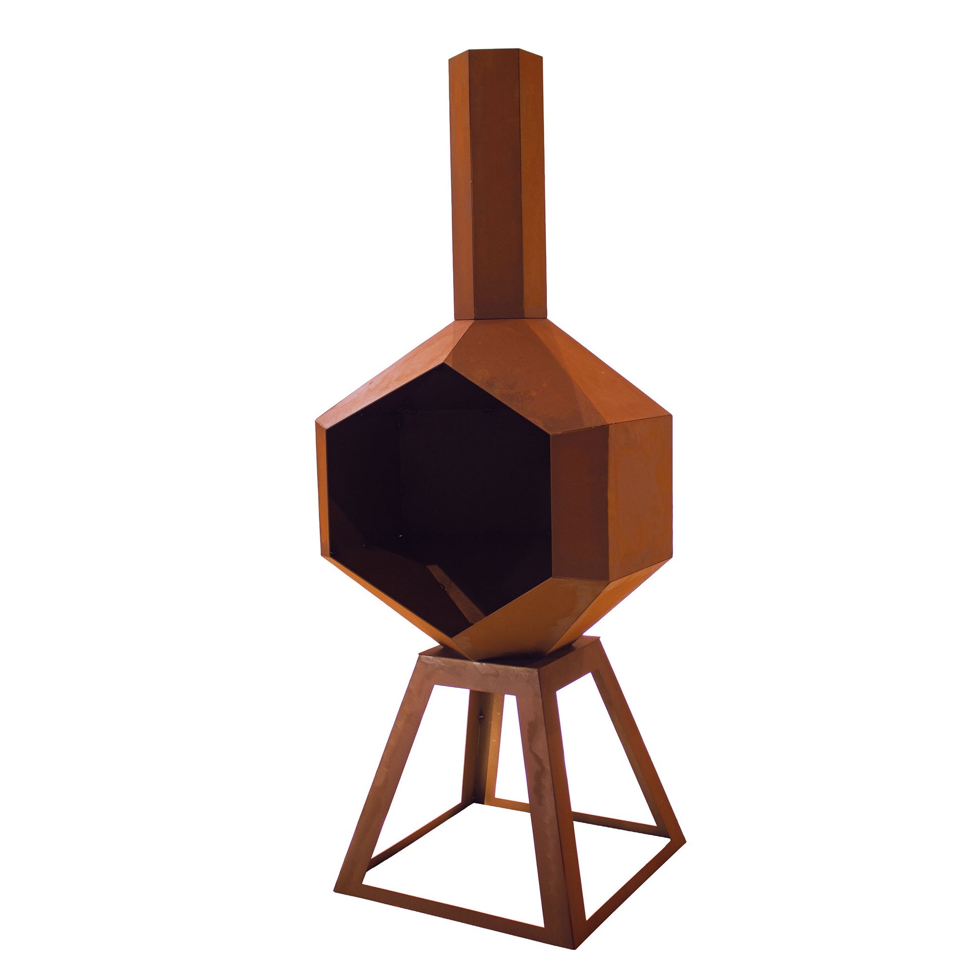 Feuerstelle Sphaera aus Edelrost – moderne Design-Feuerstelle aus Metall