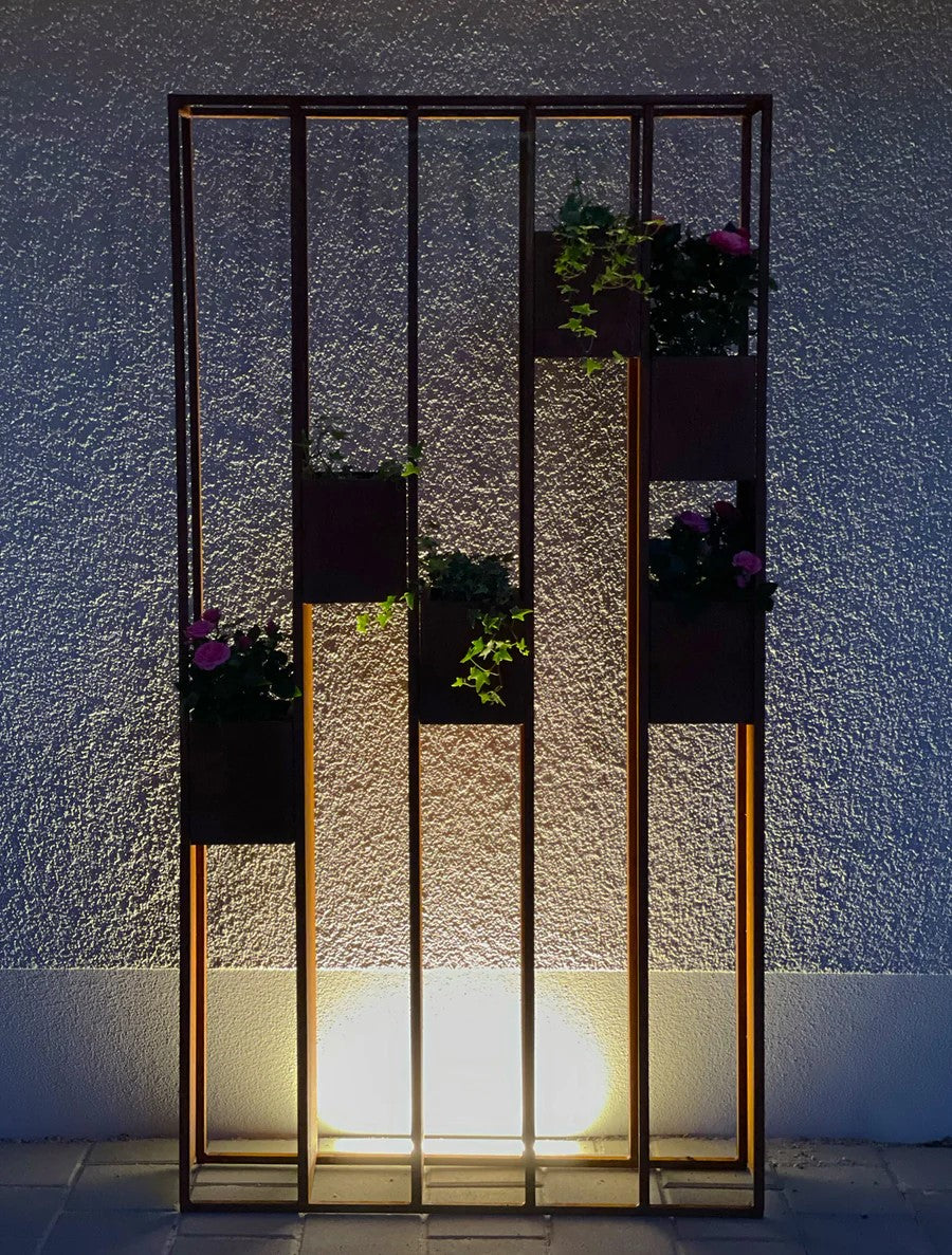 Pflanzregal Lazise Edelrost Handgefertigt Höhe 183 cm Kräuterregal Blumenregal