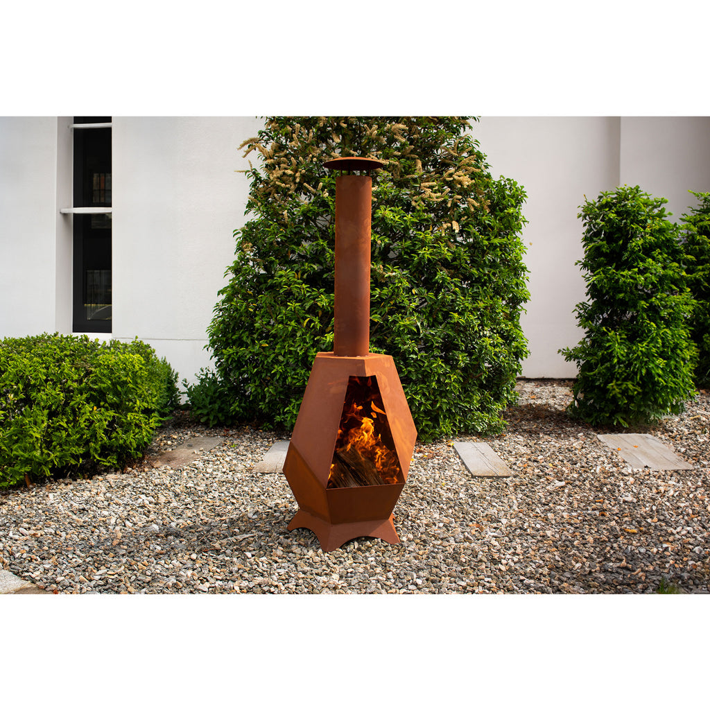 Gartenkamin - Kaminofen aus Metall Outdoor Kamin Edelrost, Terrassenfeuer