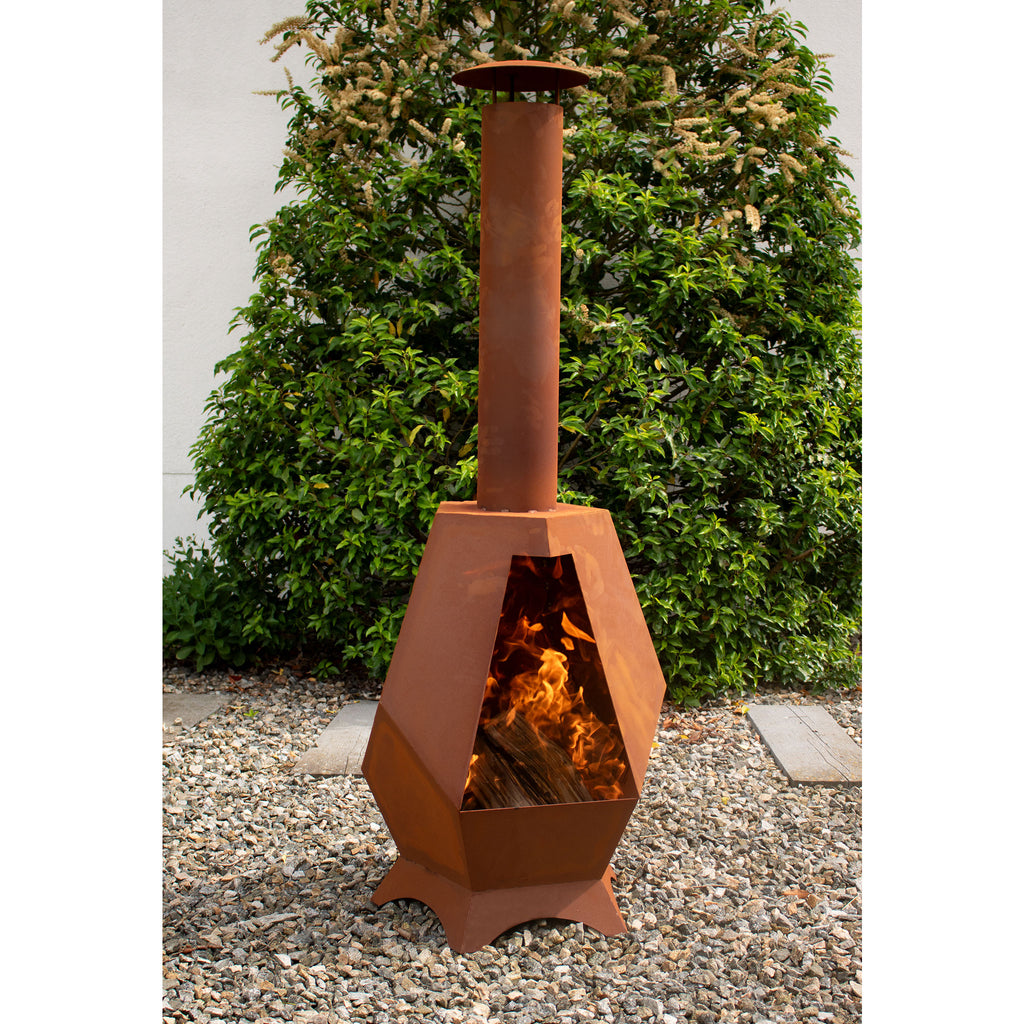 Gartenkamin - Kaminofen aus Metall Outdoor Kamin Edelrost, Terrassenfeuer
