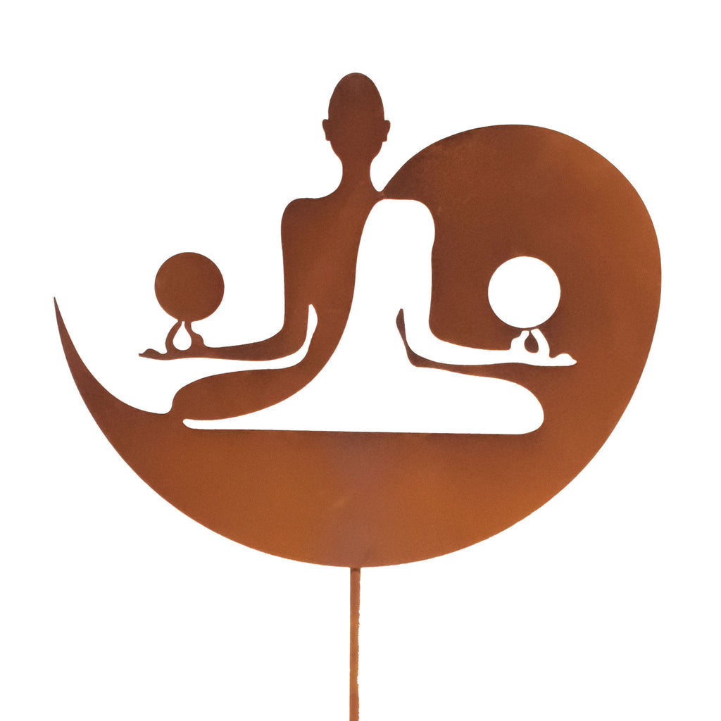 Gartenstab Feng Shui aus Metall Edelrost Gartenstecker Rost Deko Outdoor