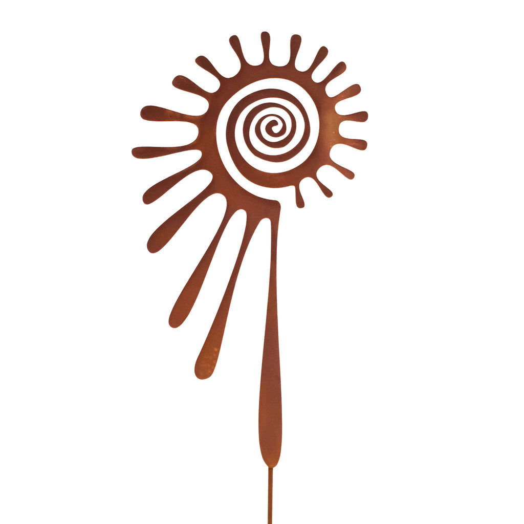 Gartenstab - Spiraltropfen aus Metall Gartenstecker Edelrost Outdoor Rost Deko