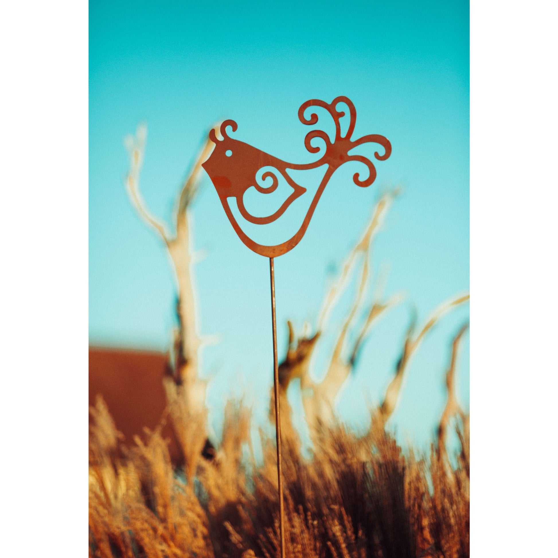 Tierfigur Metall - Gartenstab Vogel - Edelrost Deko Rost Deko Vogelfreund