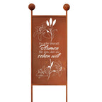 Gartenstecker XL aus Edelrost mit Blumen Spruch Rost Deko Gartenschild Gartendeko