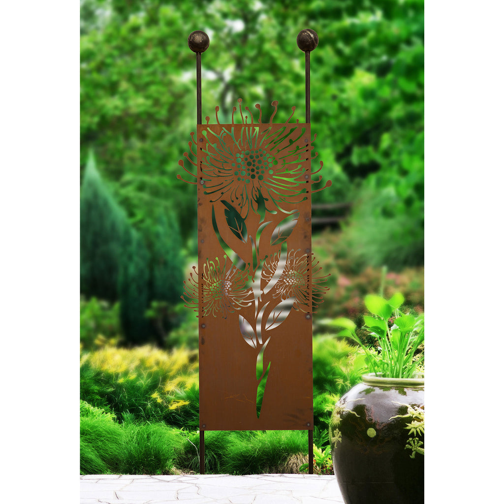 Gartenstecker XL aus Edelrost mit Pusteblume Motiv Gartendeko Sichtschutzwand