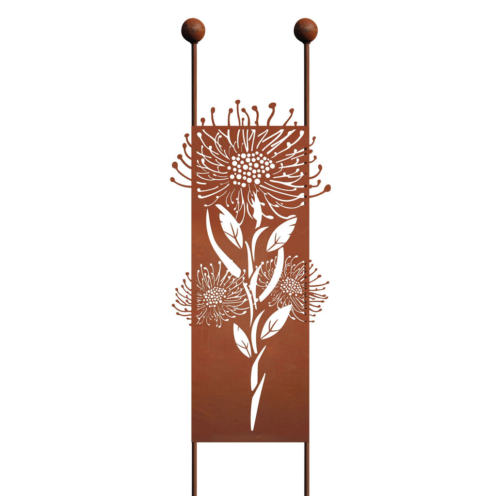 Gartenstecker XL aus Edelrost mit Pusteblume Motiv Gartendeko Sichtschutzwand