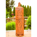 Gasflasche Drache - Edelrost Feuersäule Drachenmotiv 128 cm Feuertonne Metall