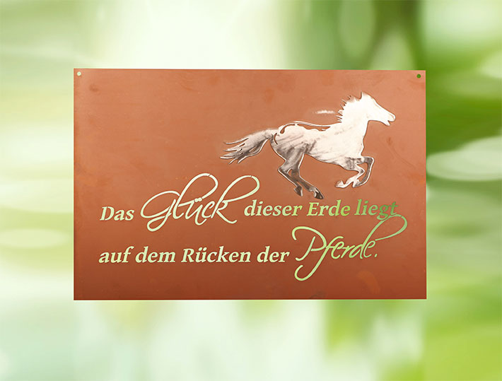 Edelrost Schild Gedichttafel - Pferdeglück - Spruchschild Rost Deko Geschenkidee