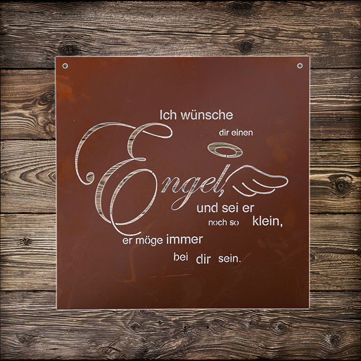 Edelrost Schild Gedichttafel - Engel - Spruchschild Rost Spruchtafel Geschenk