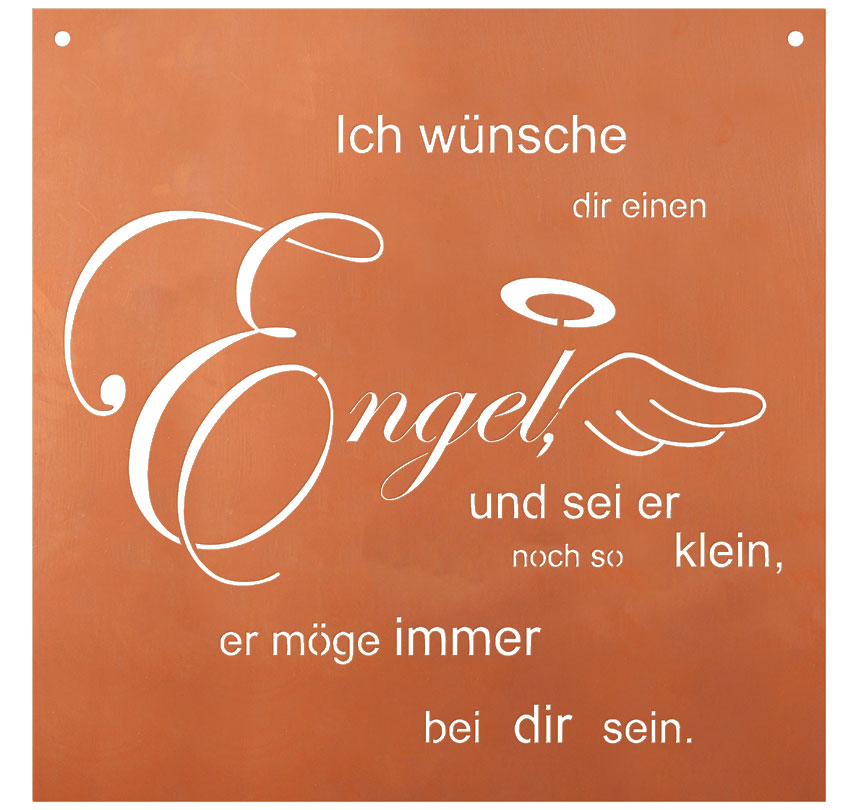 Edelrost Schild Gedichttafel - Engel - Spruchschild Rost Spruchtafel Geschenk