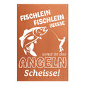 Gedichttafel Fischlein - Metall Spruchschild Gartendeko Geschenkidee Angler