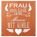 Edelrost Schild Gedichttafel - Frau sucht - Gartendeko Spruchschild Rost Deko