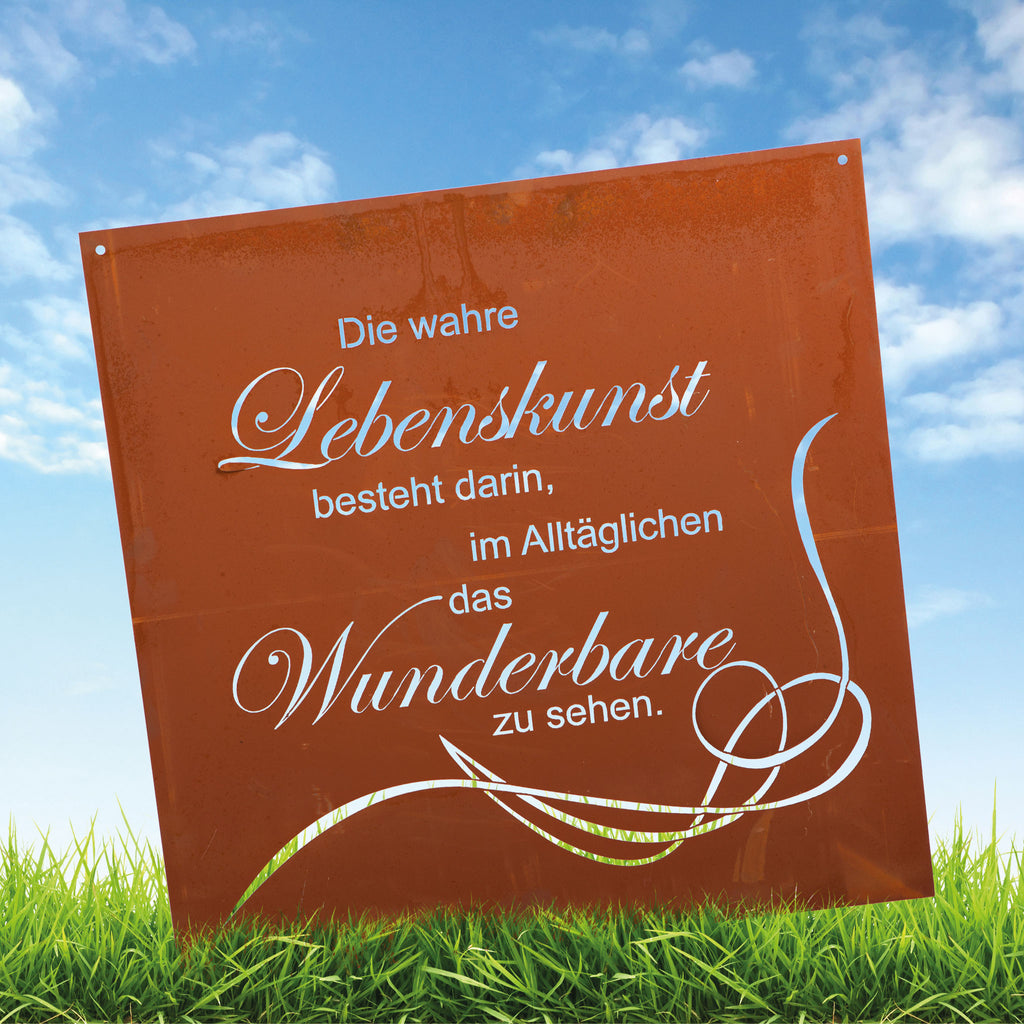 Edelrost Schild Gedichttafel - Lebenskunst - Spruchschilld Deko Rost Geschenk