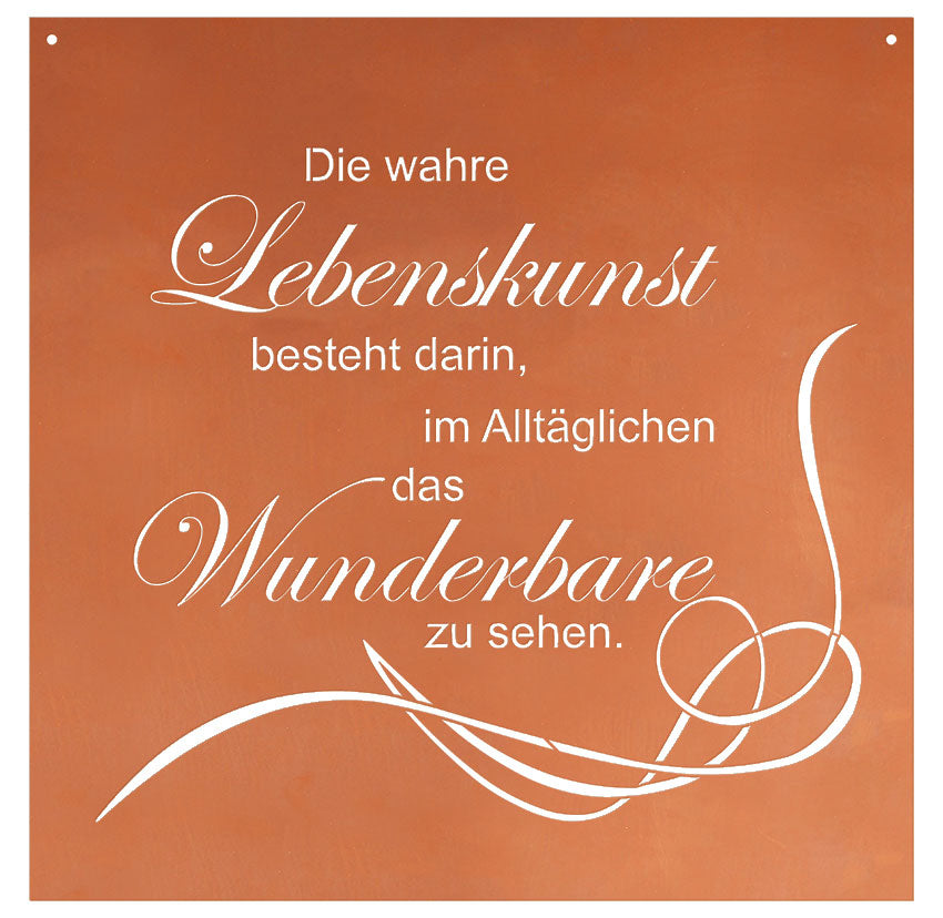 Edelrost Schild Gedichttafel - Lebenskunst - Spruchschilld Deko Rost Geschenk