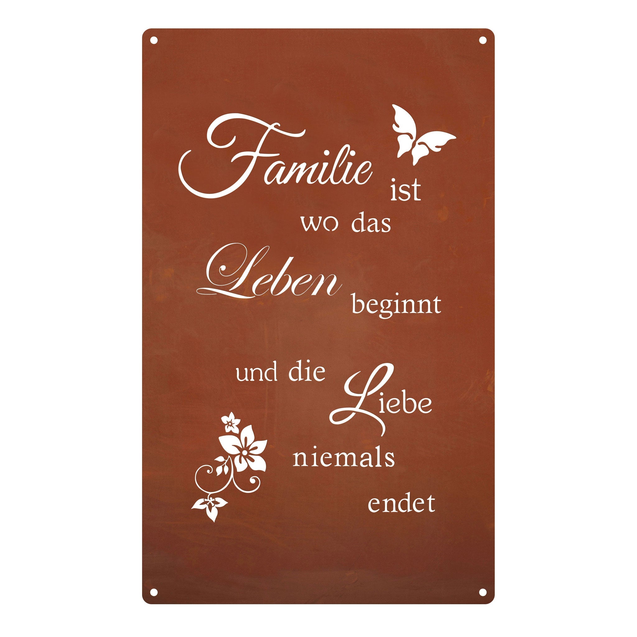 Edelrost Schild Gedichttafel  - Familie, Leben, Liebe - Spruchschild Deko