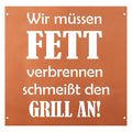 Edelrost Schild Gedichttafel - Fett verbrennen - Gartendeko Spruchschild Rost Deko